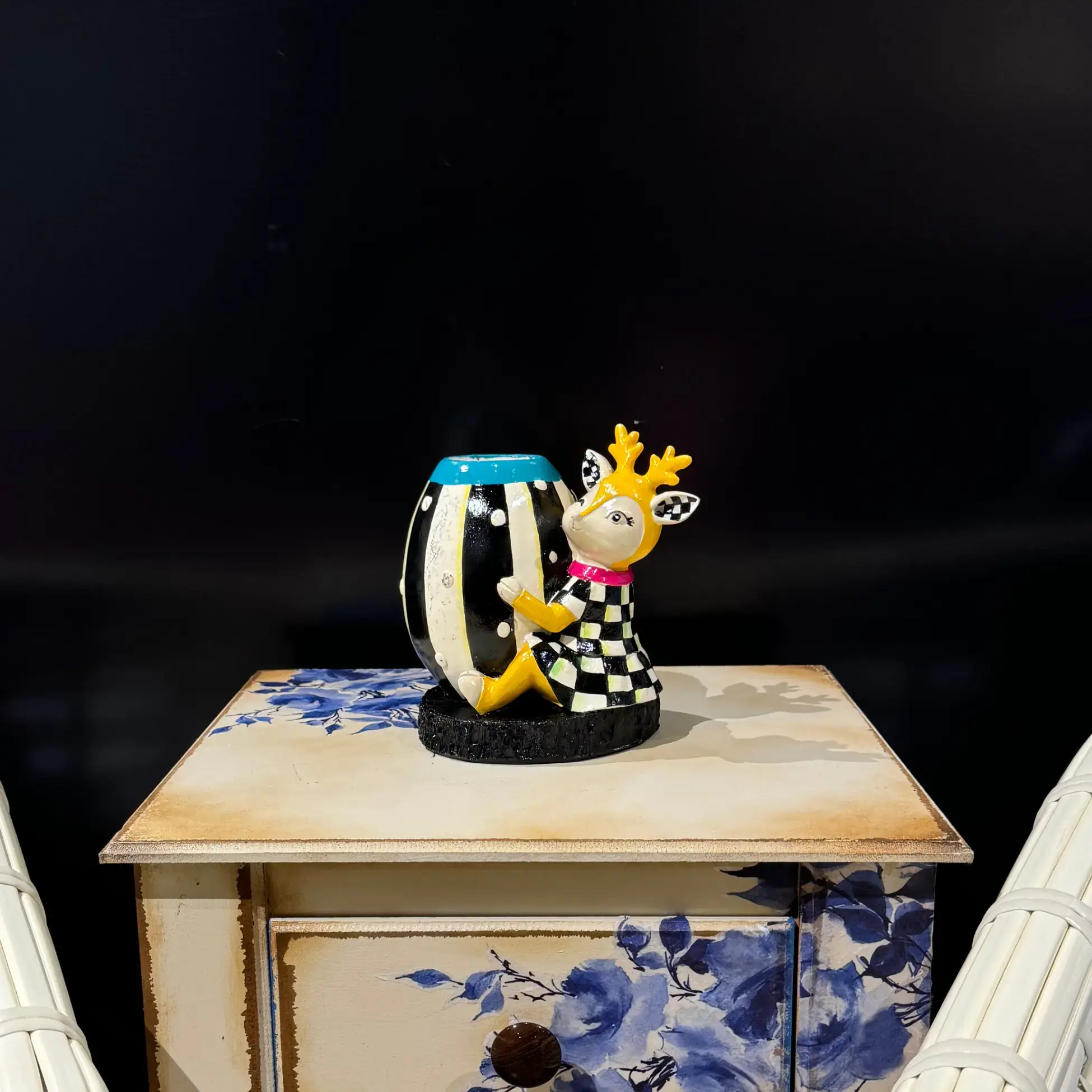 Ferozzi Handmade Checkered Deer Figurine | Elegant Sitting Decorative Home Accent