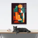 Cats Modern Art - Rectangle Wall Glass Art