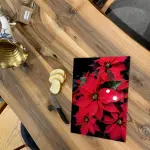 Ferozzi Tempered Glass Cutting Board with Red Poinsettia Design  Durable, Shatterproof Kitchen Accessory