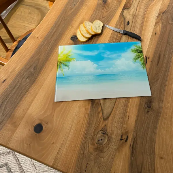 Tropical Beach and Palm Tree Design | Durable, Shatterproof Kitchen Accessory