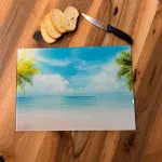 Tropical Beach and Palm Tree Design | Durable, Shatterproof Kitchen Accessory