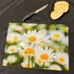 Ferozzi Tempered Glass Cutting Board with Daisy Flower Design  Bright and Cheerful Kitchen Accessory