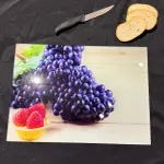 Ferozzi Tempered Glass Cutting Board with Purple Grapes and Strawberry Tart Design | Vibrant Kitchen Accessory