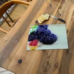 Ferozzi Tempered Glass Cutting Board with Purple Grapes and Strawberry Tart Design | Vibrant Kitchen Accessory