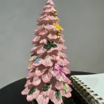 Vintage-Inspired Pink Ceramic Christmas Tree - Statues (Handmade)