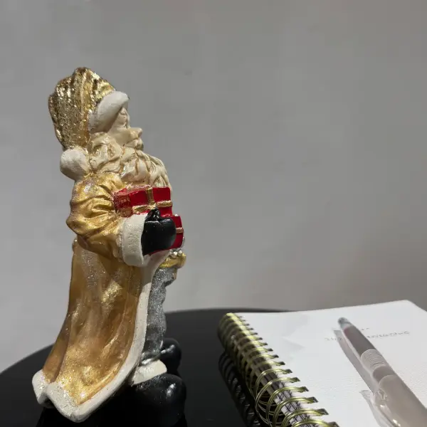 Shiny Silver Santa Ceramic Ornament - Statues (Handmade)