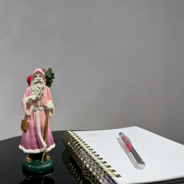 Chic Pink Santa Ceramic Ornament - Statues (Handmade)