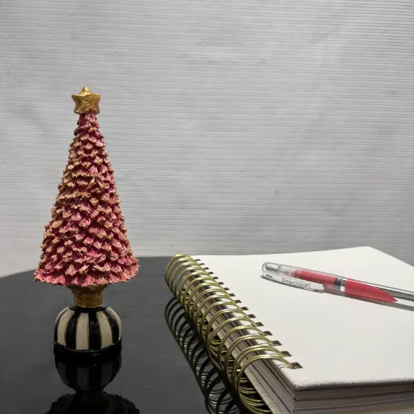 Pink Christmas Tree Figurine - (Handmade)
