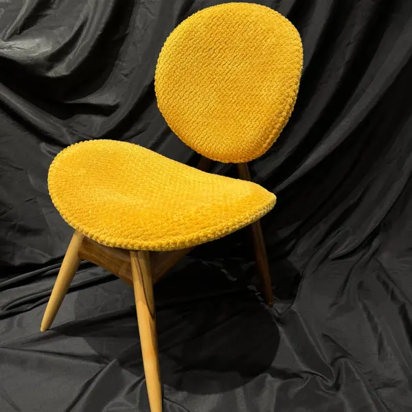 Ferozzi Handmade Mustard Yellow Chair with Walnut Frame | Modern Accent Seating