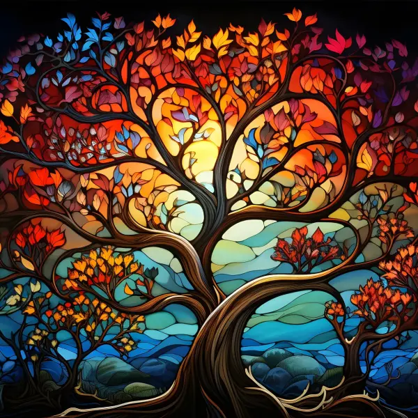 Tree of Life - Horizontal Wall Glass Art