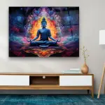 Cosmic Serenity Buddha - Premium Tempered Glass Wall Art Horizontal