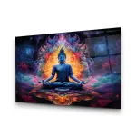 Cosmic Serenity Buddha - Premium Tempered Glass Wall Art Horizontal