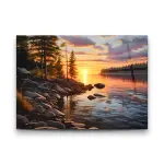 Sunset and River - Horizontal Wall Glass Art