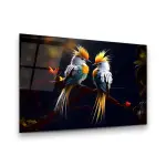 Birds Illustration - Horizontal Wall Glass Art
