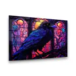Crow Illustration - Horizontal Wall Glass Art