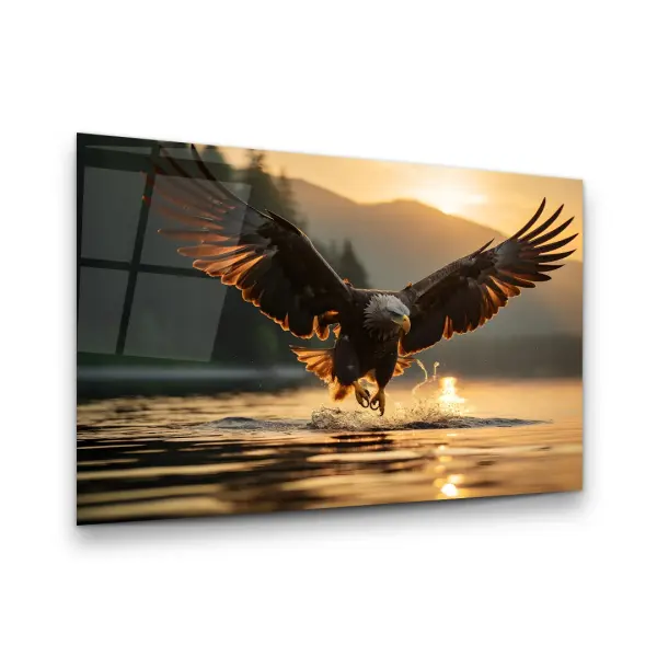 Low Flying Eagle - Horizontal Wall Glass Art
