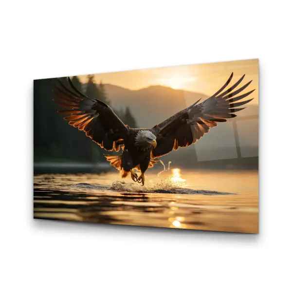 Low Flying Eagle - Horizontal Wall Glass Art