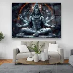 Divine Meditative Shiva - Premium Tempered Glass Wall Art Horizontal