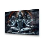 Divine Meditative Shiva - Premium Tempered Glass Wall Art Horizontal