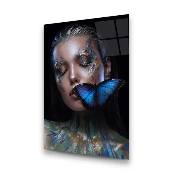 Butterfly Woman - Rectangle Wall Glass Art
