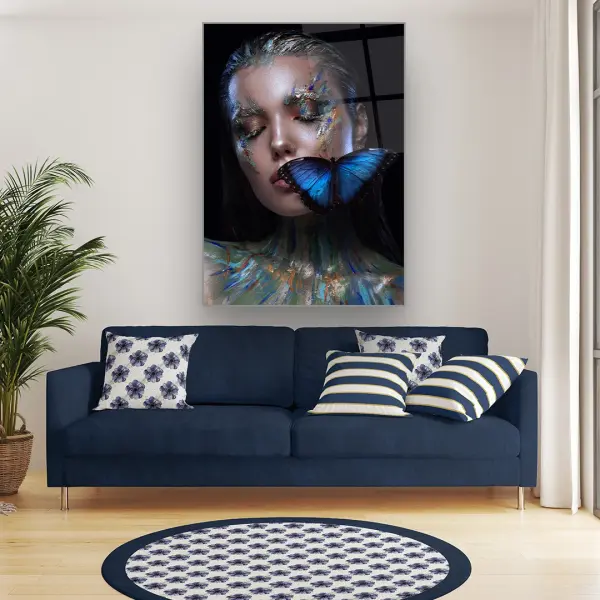 Butterfly Woman - Rectangle Wall Glass Art