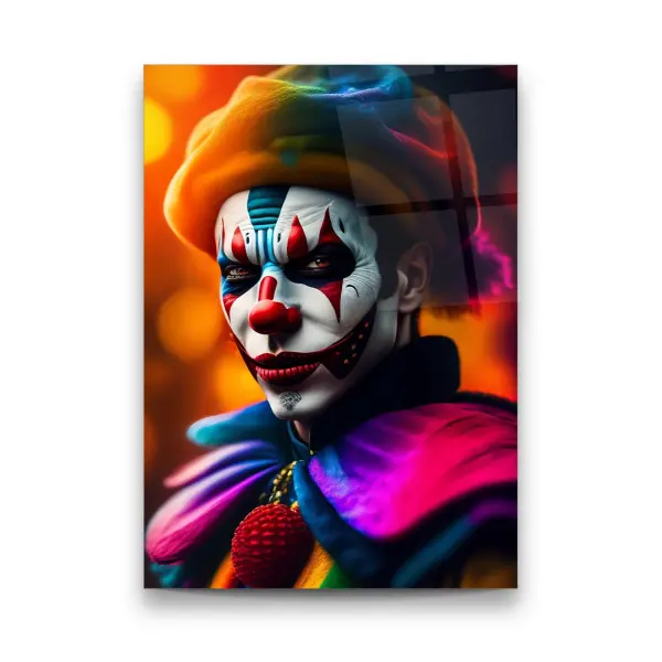 Thoughtful Clown - Rectangle Glass Art