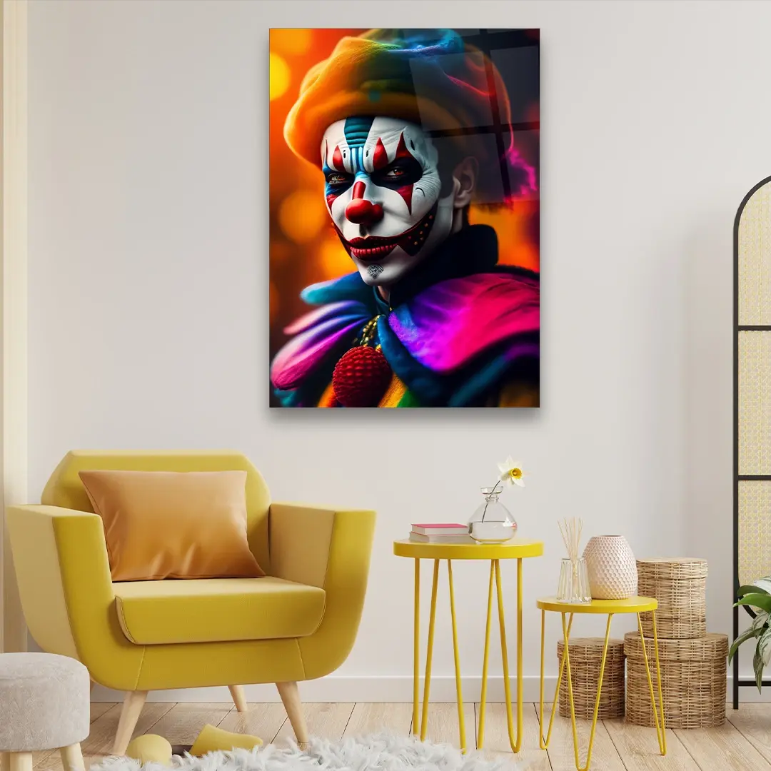 Thoughtful Clown - Rectangle Glass Art