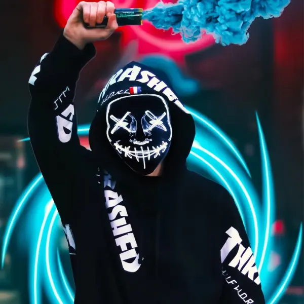 Led Masked Man - Rectangle Glass Art