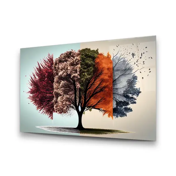 Seasonal Tree - Horizontal Glass Art