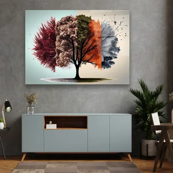 Seasonal Tree - Horizontal Glass Art