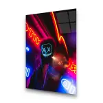 Neon Mask - Rectangle Glass Art