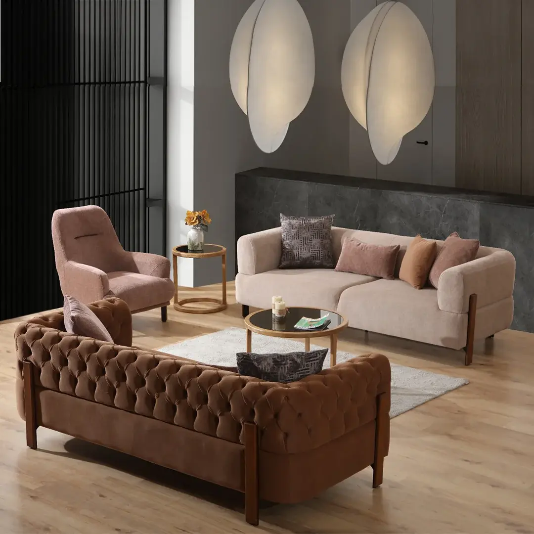 Cratos Wood Sofa Set (3+3+1+1)