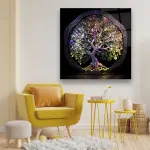 Tree of Life 2 - Square Wall Glass Art