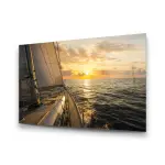 Sailboat and Sunset - Horizontal Glass Art