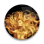 Golden Woman - Circle Glass Art