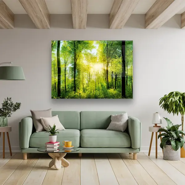 Sunrise and Forest - Horizontal Glass Art