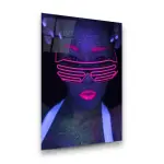 Woman with Led Glasses - Rectangle Glass Art