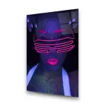 Woman with Led Glasses - Rectangle Glass Art