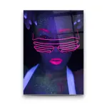 Woman with Led Glasses - Rectangle Glass Art