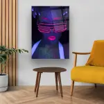 Woman with Led Glasses - Rectangle Glass Art