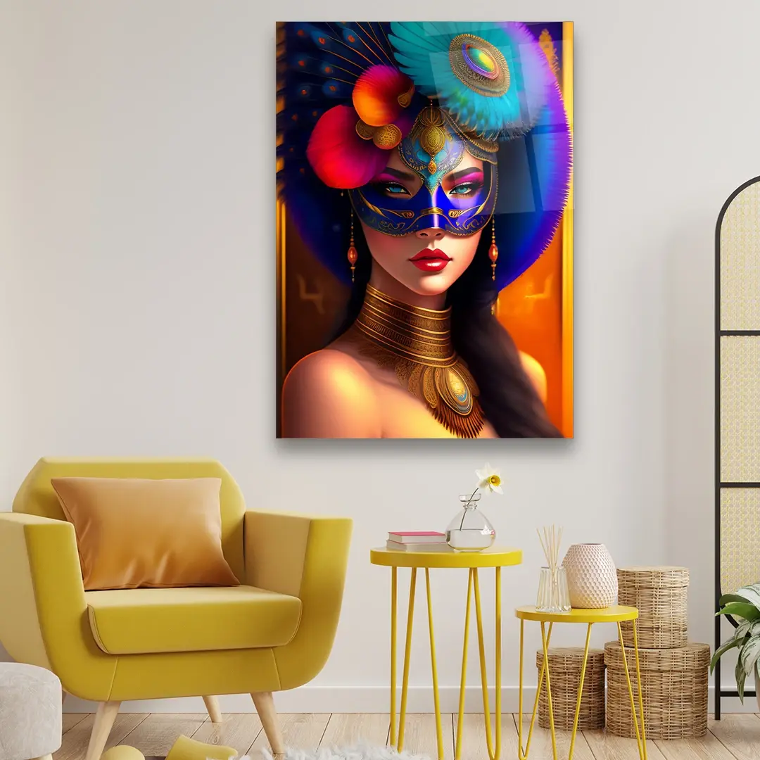 Masked Character - Rectangle Glass Art