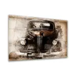 Old British Car - Horizontal Glass Art