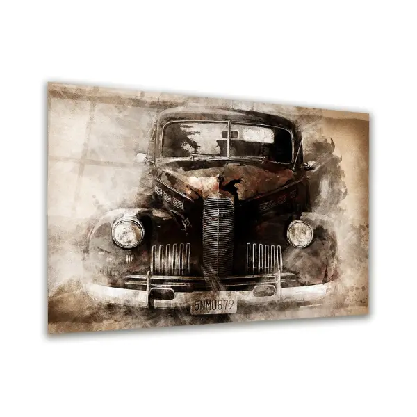 Old British Car - Horizontal Glass Art
