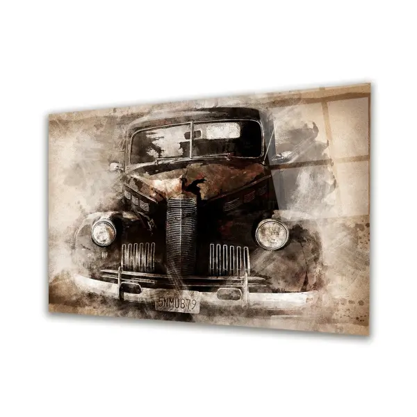 Old British Car - Horizontal Glass Art