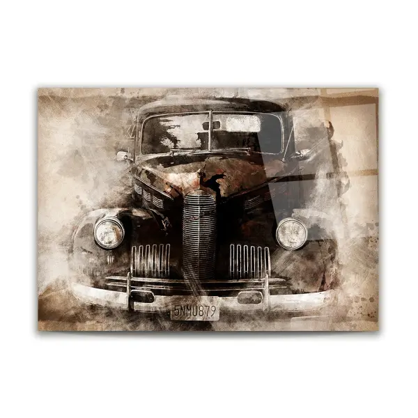 Old British Car - Horizontal Glass Art