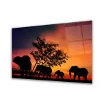 Elephant Family - Horizontal Glass Art