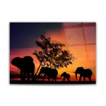 Elephant Family - Horizontal Glass Art