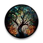 Tree of Life 2 - Circle Wall Glass Art