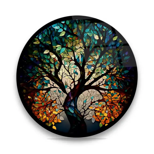 Tree of Life 2 - Circle Wall Glass Art