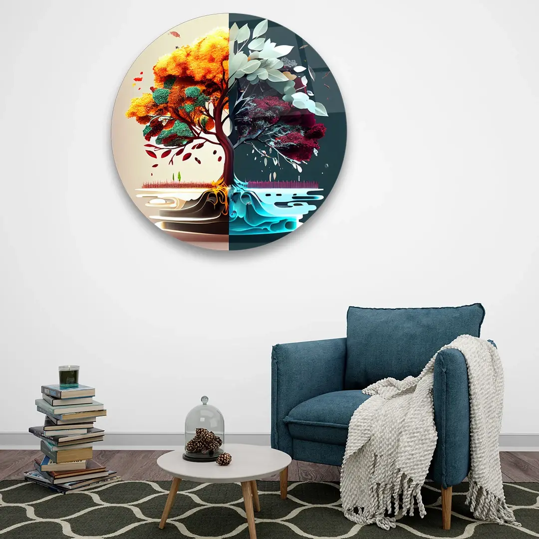 Tree Of Life - Circle Wall Glass Art